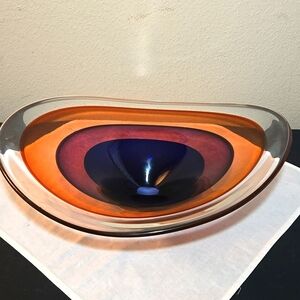 Richard Glass Saturn Multicolor Decorative Bowl. Signed